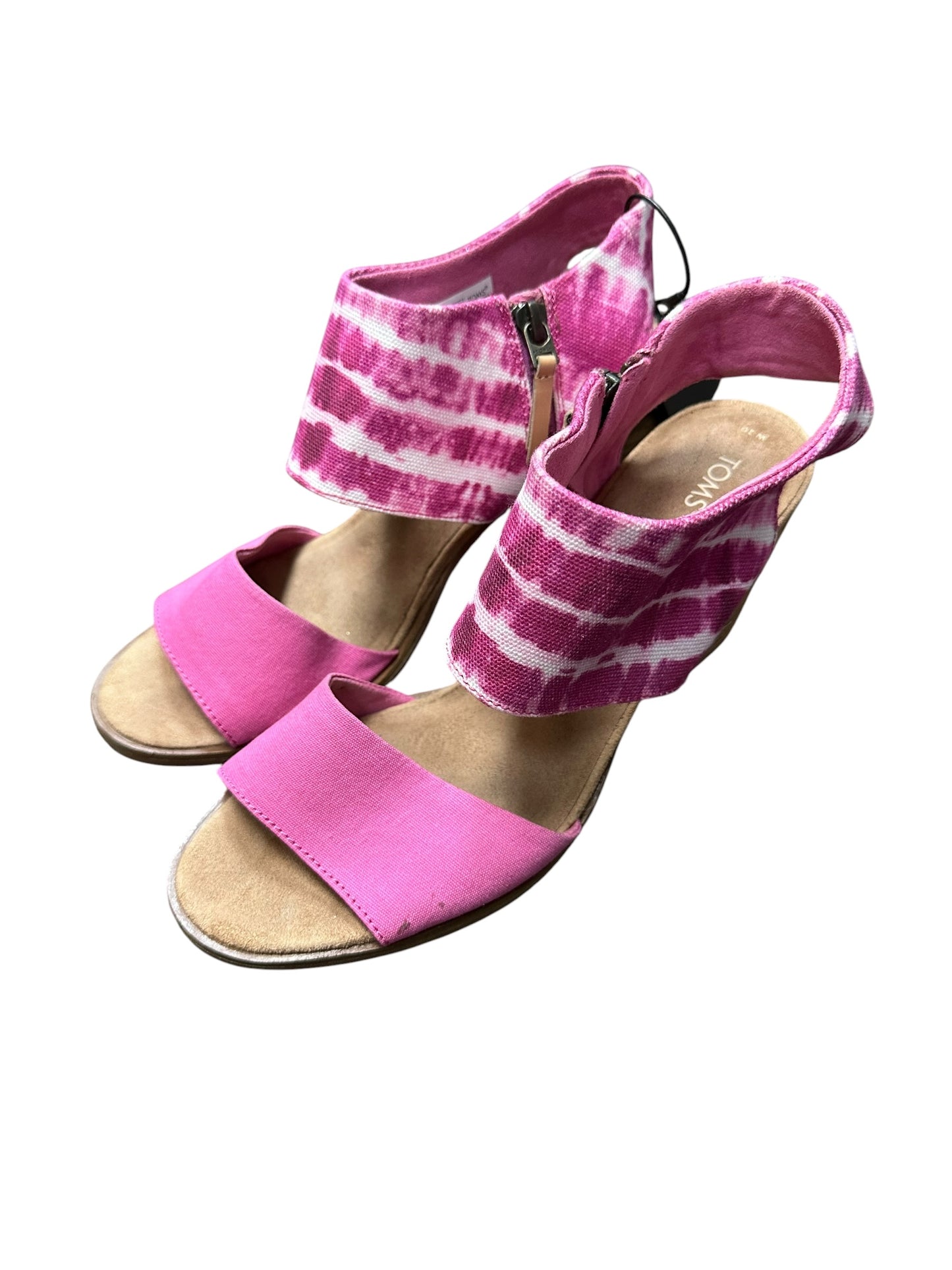 Sandals Heels Block By Toms In Brown & Pink, Size:10