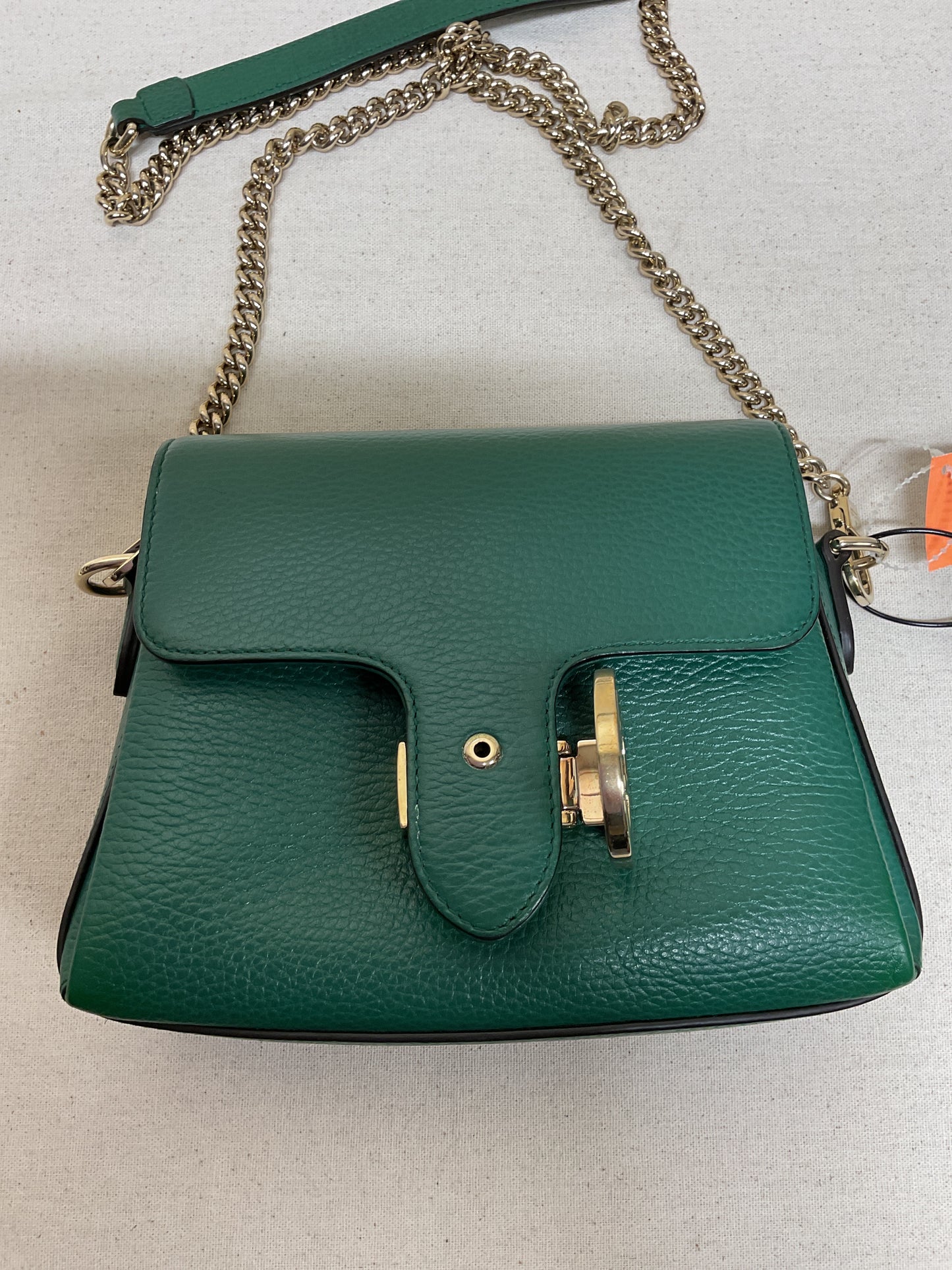 Handbag Luxury Designer By Gucci In Gold & Green, Size:Small