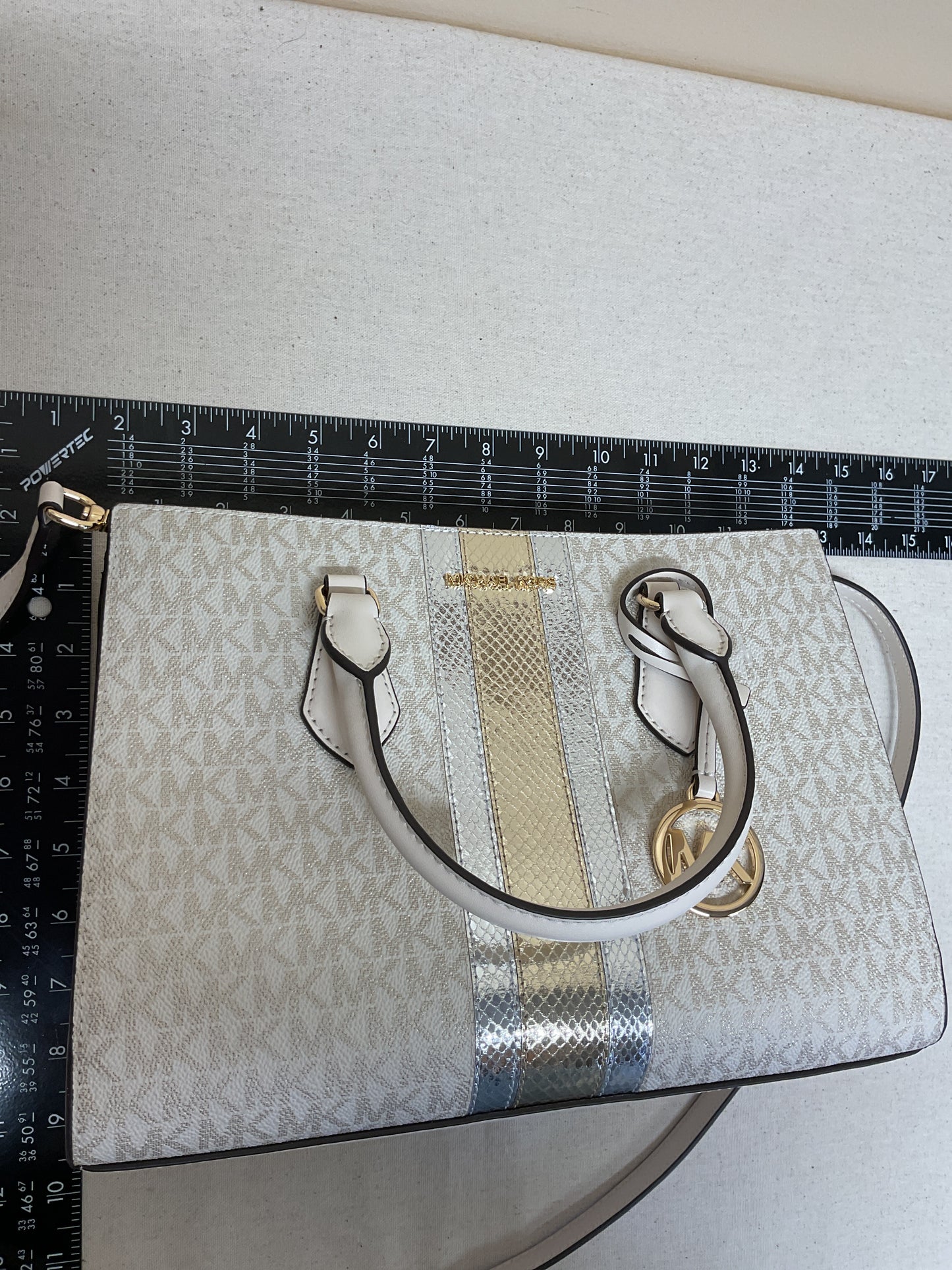 Handbag Designer By Michael Kors In Cream, Size:Medium