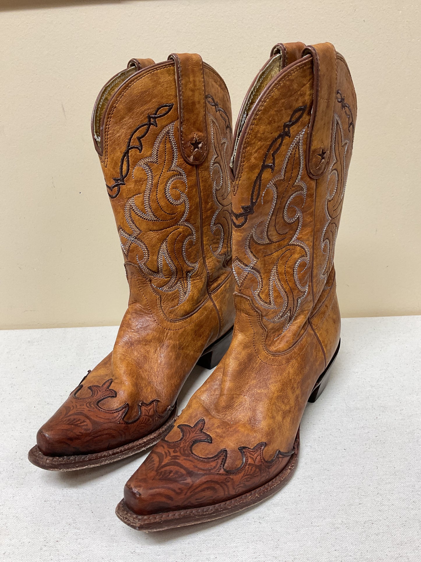 Boots Western By Tony Lama In Brown, Size:7.5