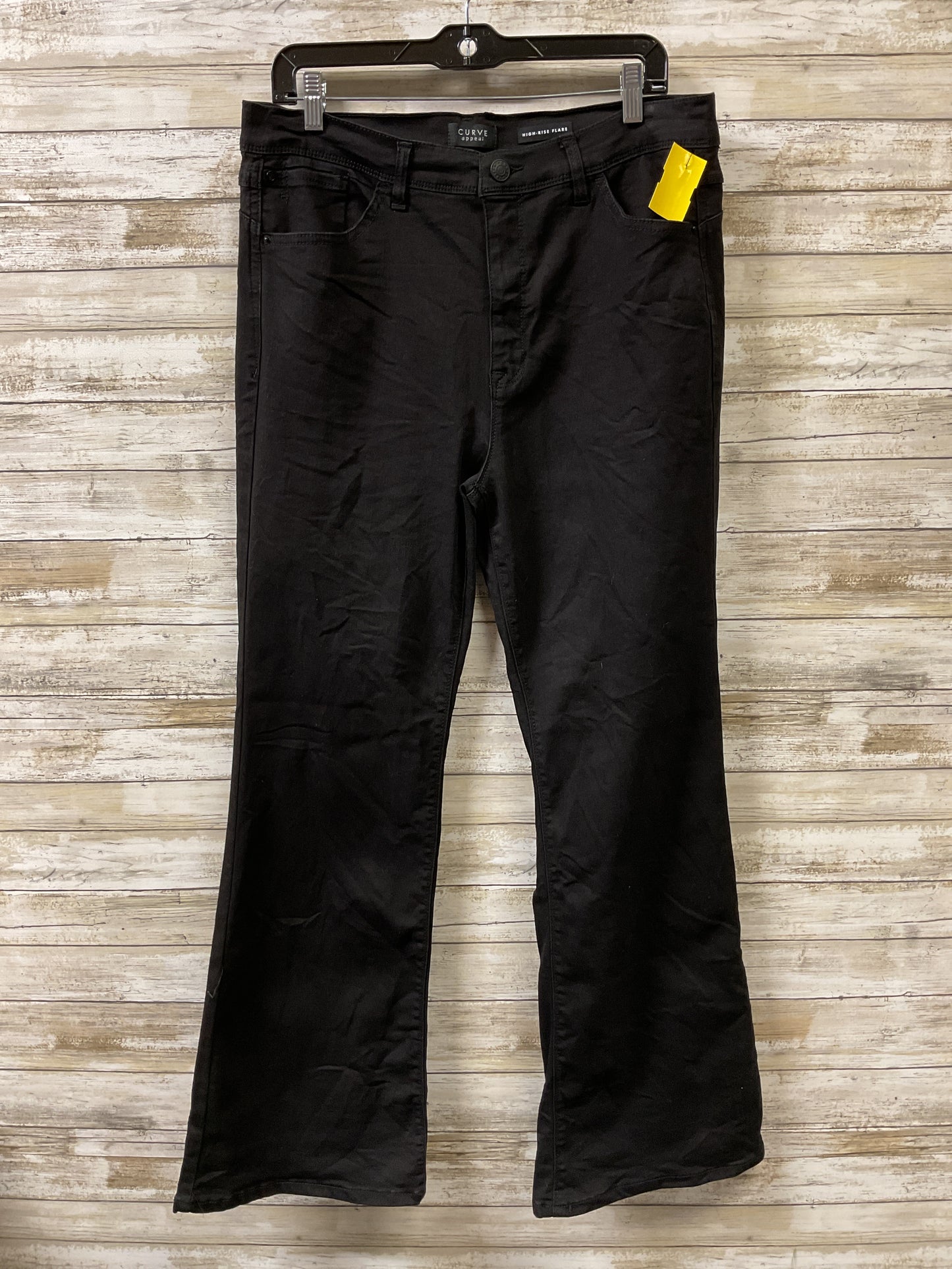 Jeans Flared By Curve Appeal In Black Denim, Size:14