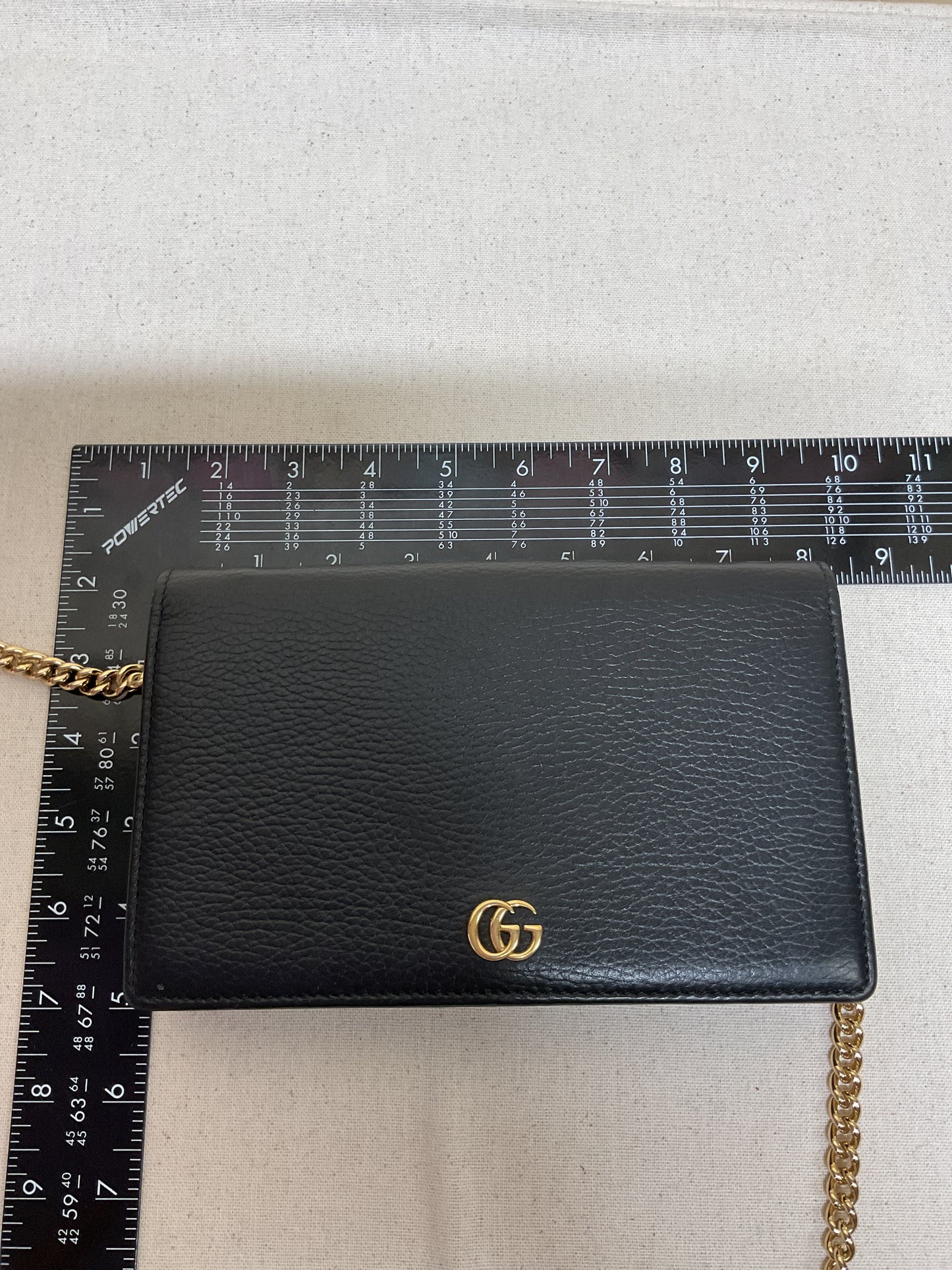 Crossbody Luxury Designer By Gucci In Black & Gold, Size:Small