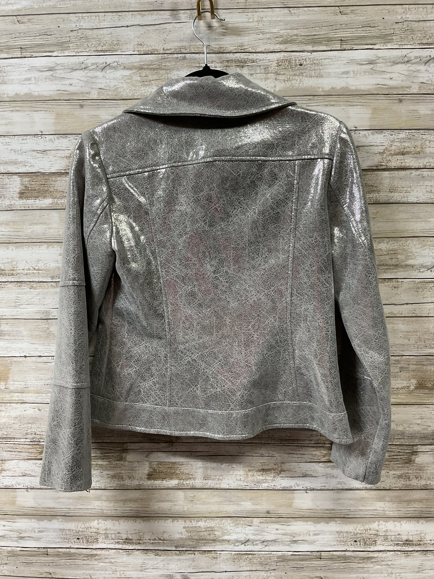 Jacket Moto By Cristina In Silver, Size:S