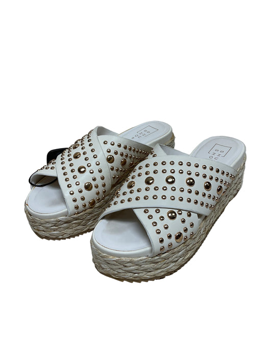 Sandals Heels Platform By Shu Shop In White, Size:8