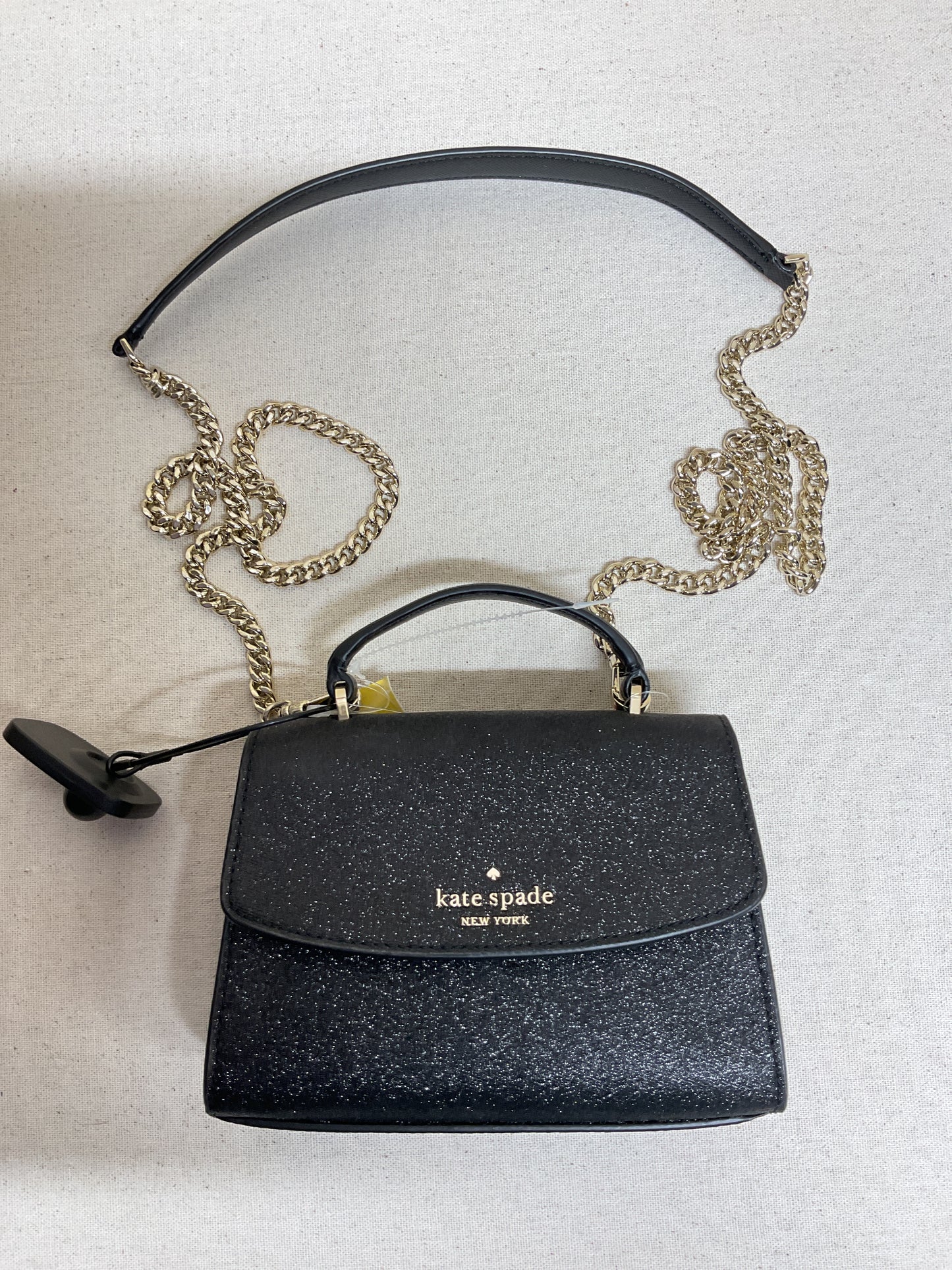 Handbag Designer By Kate Spade In Black & Gold, Size:Small