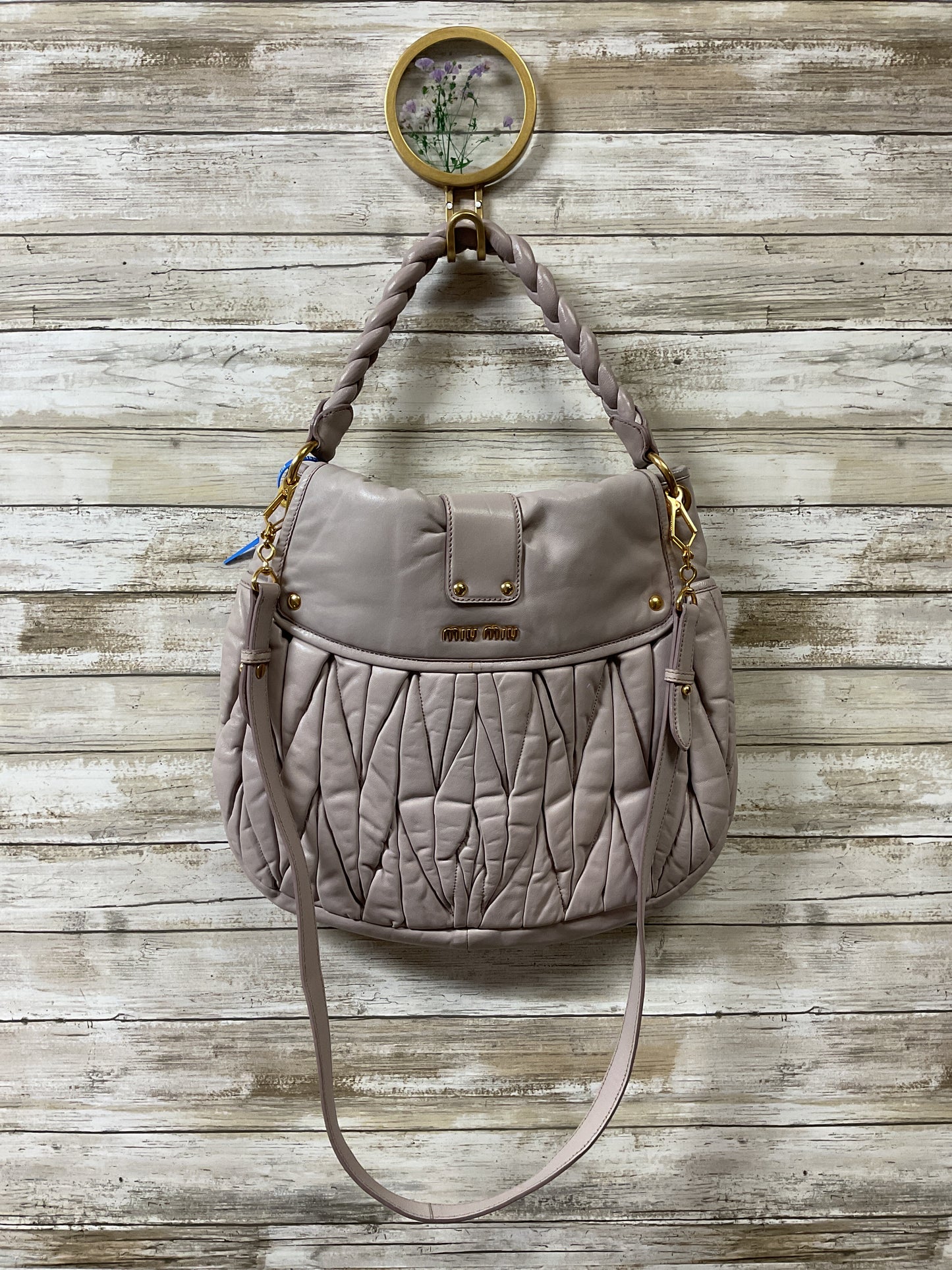 Handbag Luxury Designer By Miu Miu In Purple, Size:Large