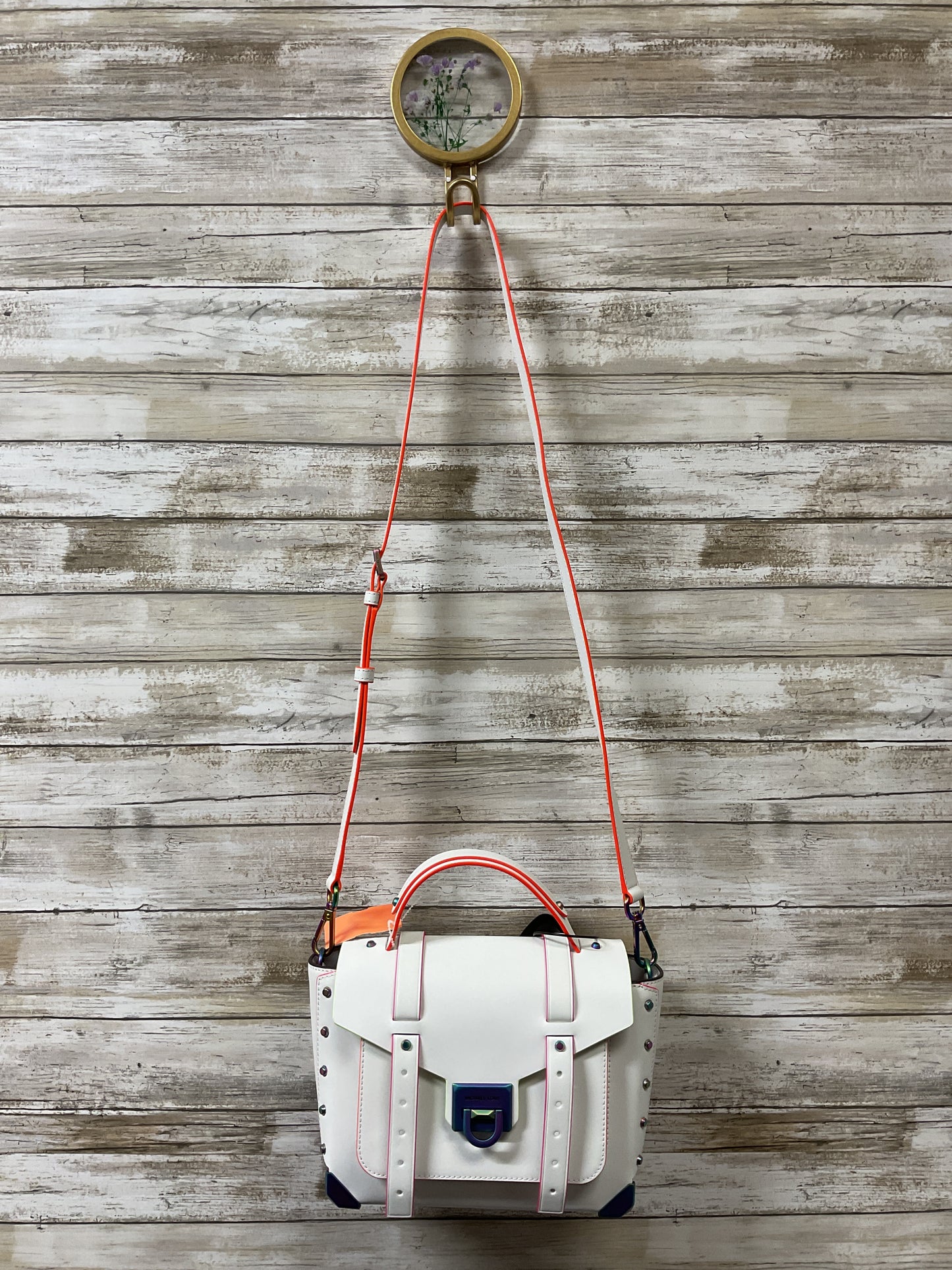 Handbag Designer By Michael Kors In White, Size:Small