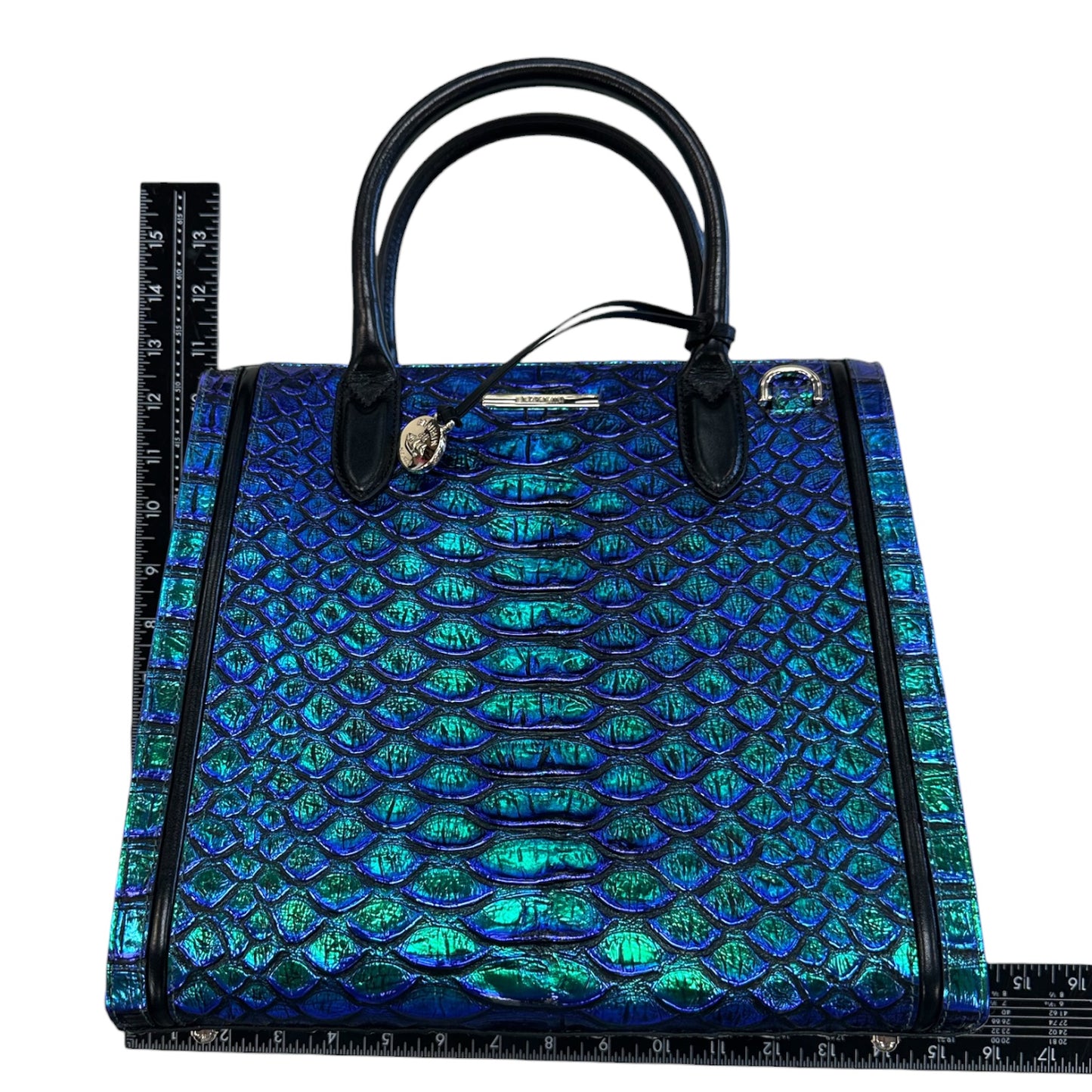 Handbag Designer By Brahmin In Blue & Green, Size:Large