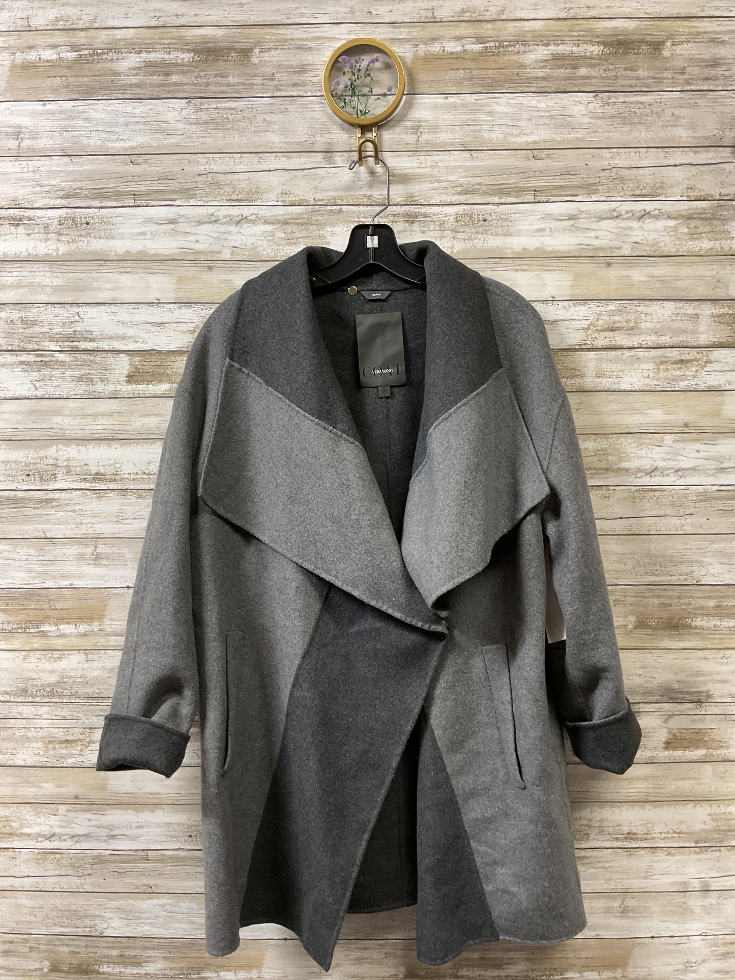 Coat Designer By Vera Wang In Grey, Size:L