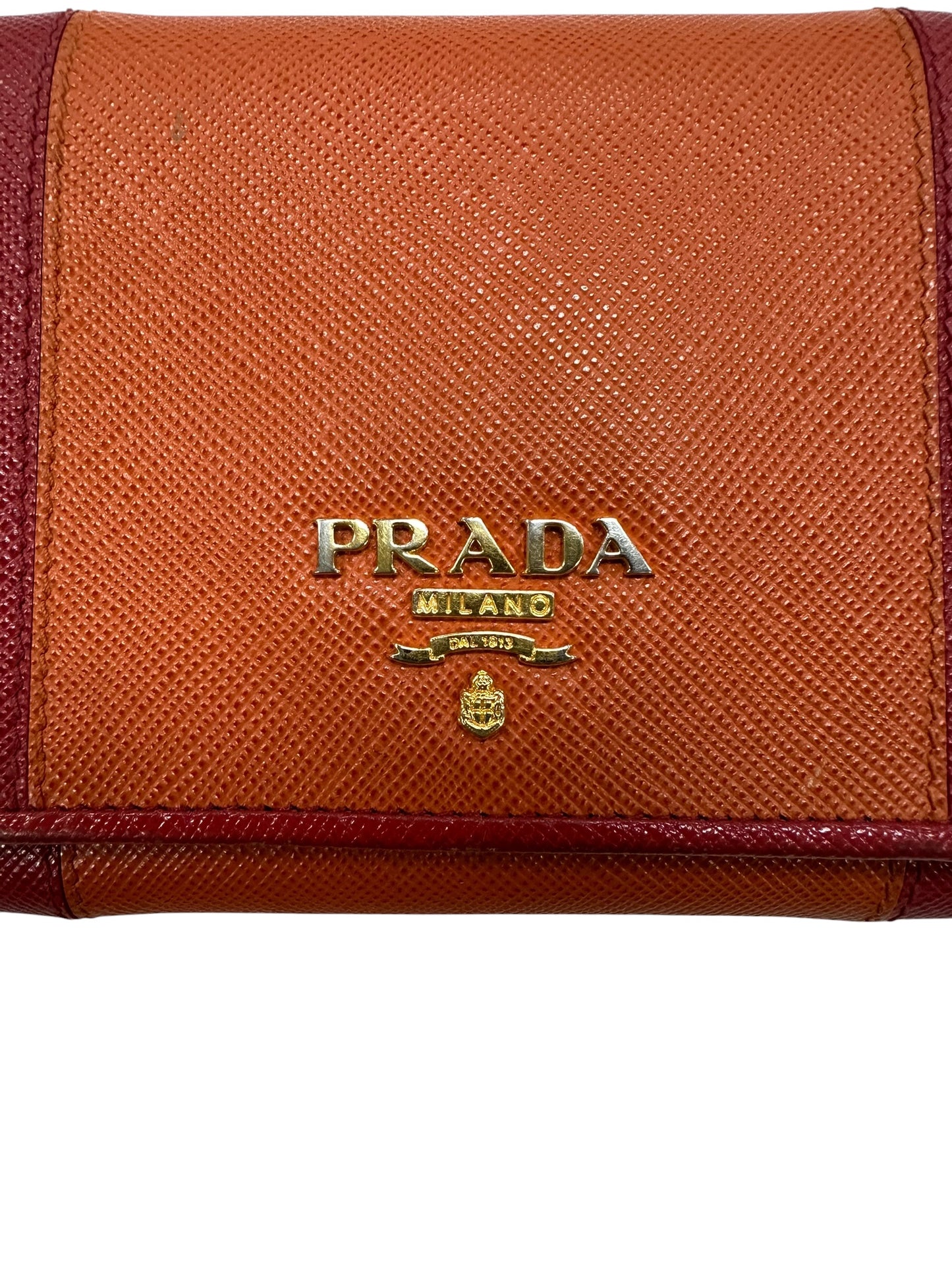 Wallet Luxury Designer By Prada In Orange & Red, Size:Large