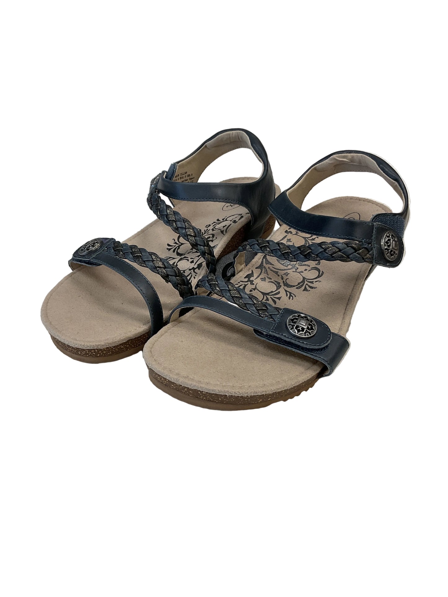 Sandals Heels Wedge By Aetrex In Navy, Size:10