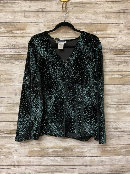 Blouse Ls By Leslie Fay In Black & Blue, Size:2X