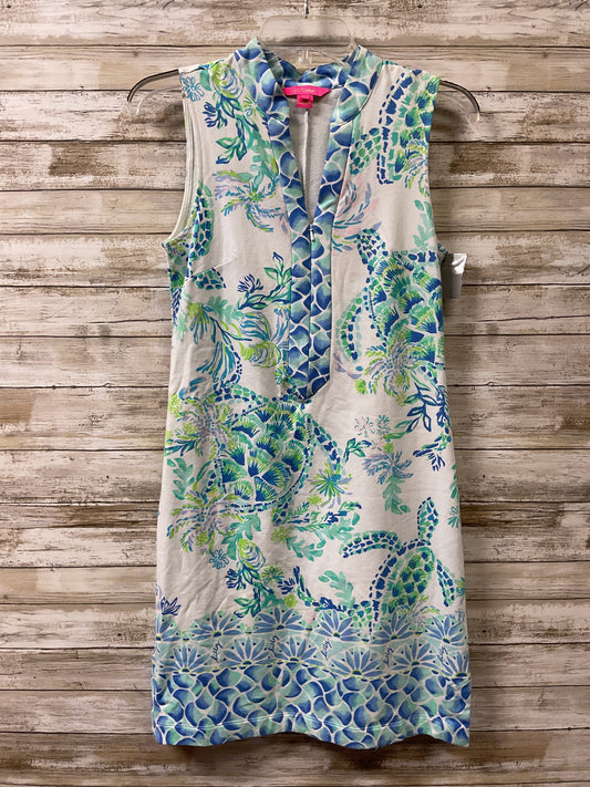 Dress Casual Midi By Lilly Pulitzer In Blue & Green, Size:Xs -as is small spot