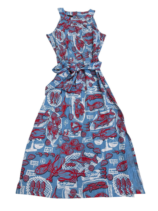 Dress Casual Midi By Talbots In Blue & Red & White, Size:S