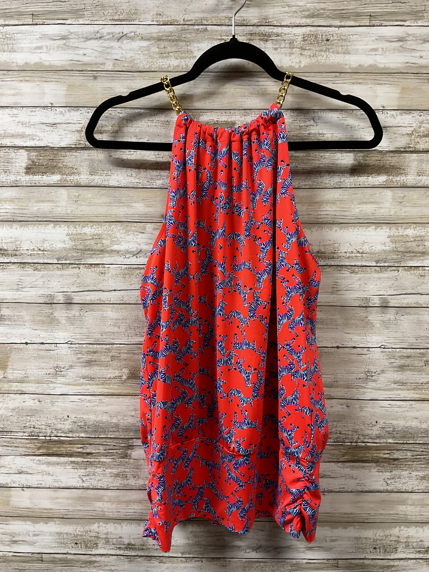 Top Sleeveless Designer By Lilly Pulitzer In Blue & Orange, Size:M