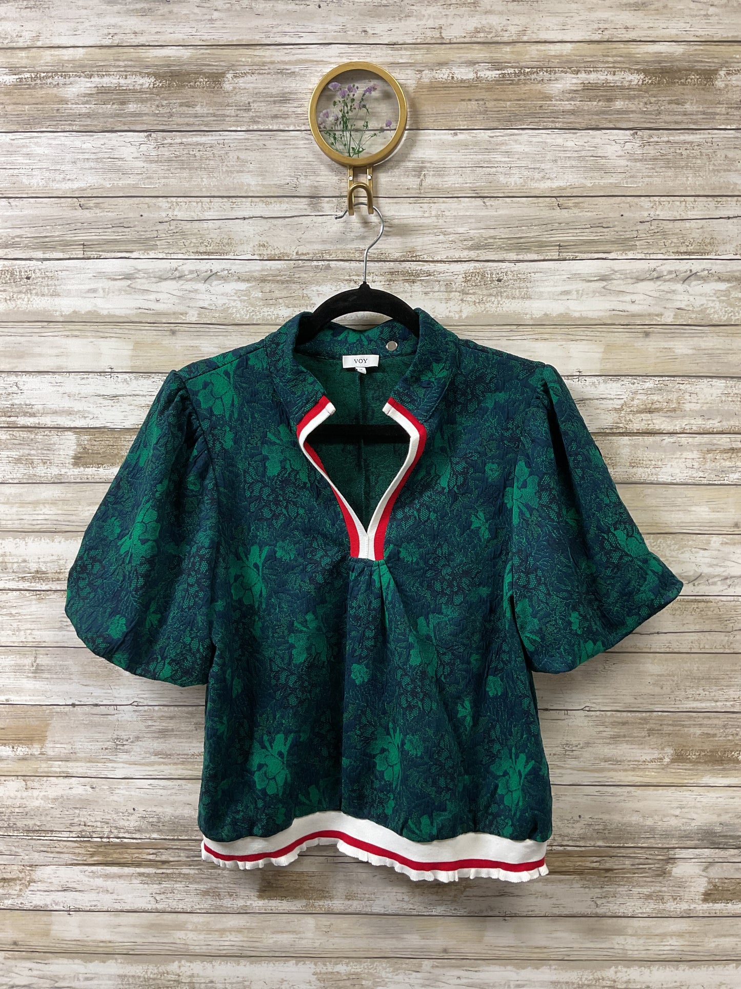 Blouse Ss By Voy In Green, Size:M