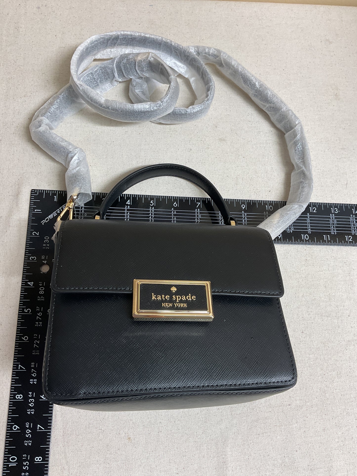 Handbag Designer By Kate Spade In Black & Gold, Size:Small