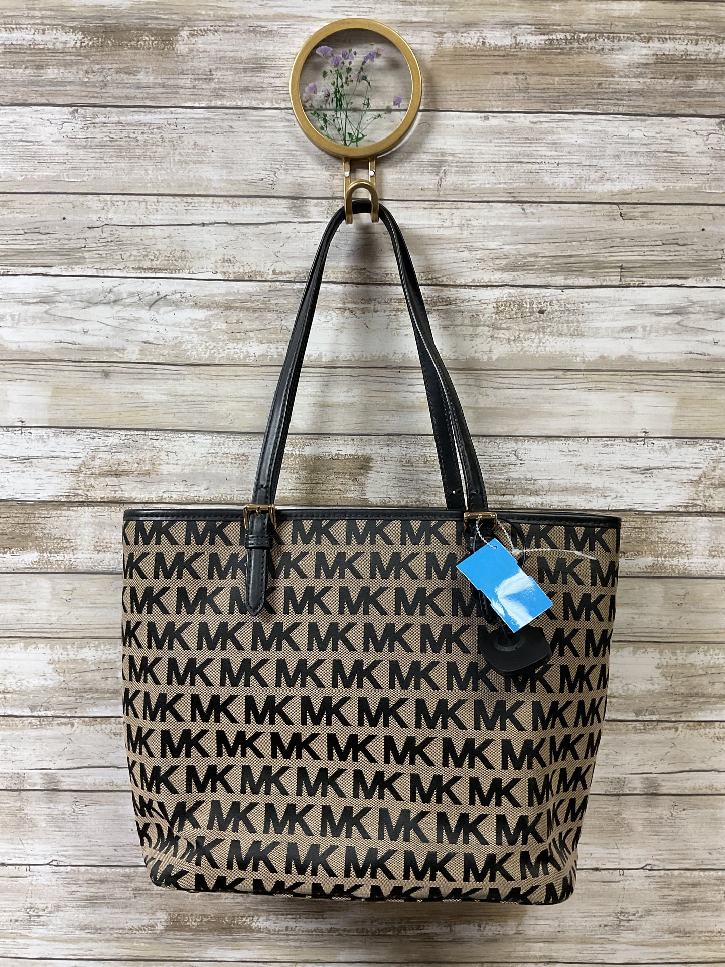 Handbag Designer By Michael Kors In Black & Tan, Size:Large