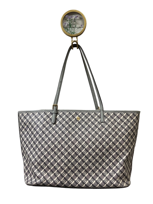 Handbag Designer By Tory Burch In Grey & White, Size:Large