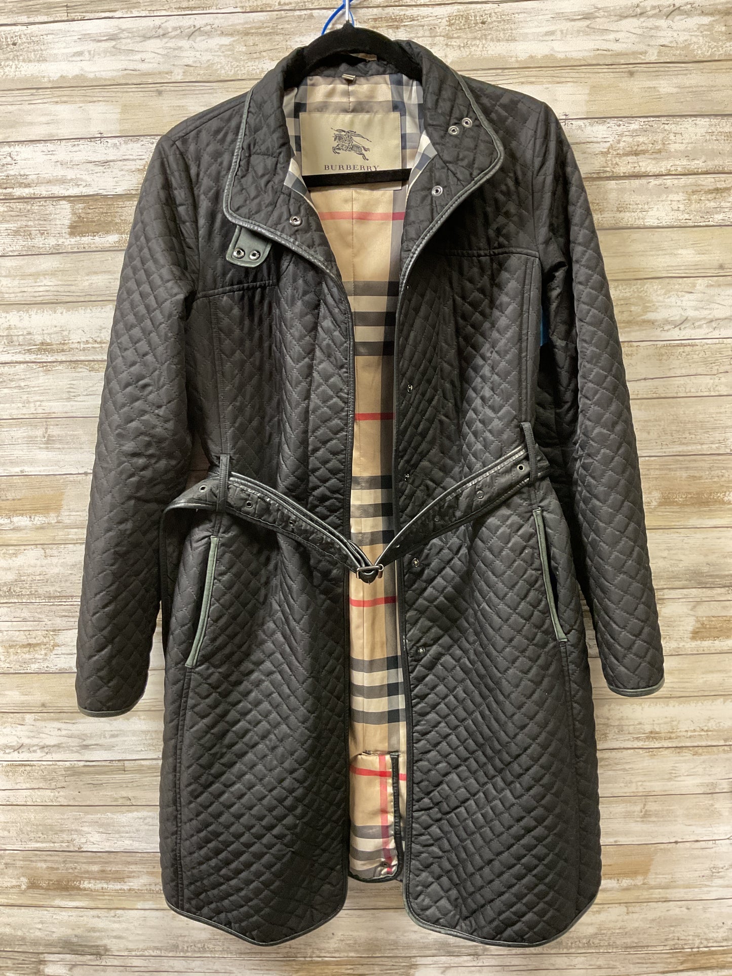 Coat Luxury Designer By Burberry In Black, Size:M