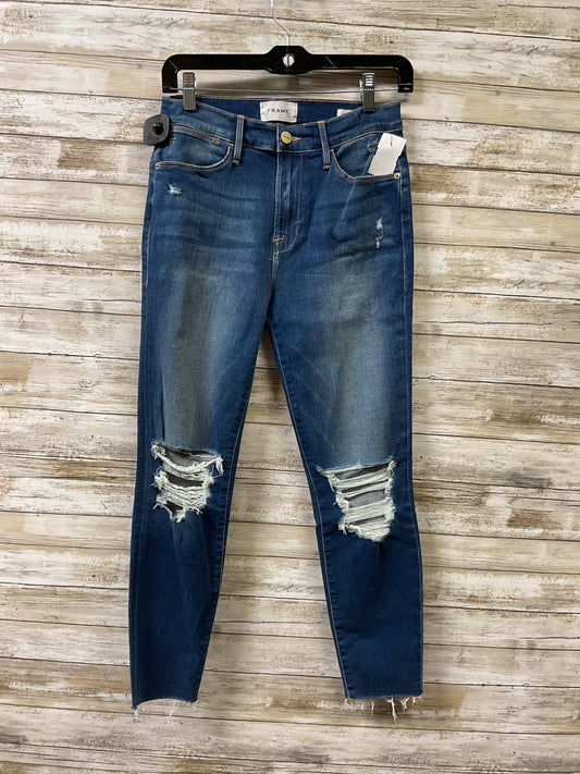 Jeans Skinny By Frame In Blue Denim, Size:4
