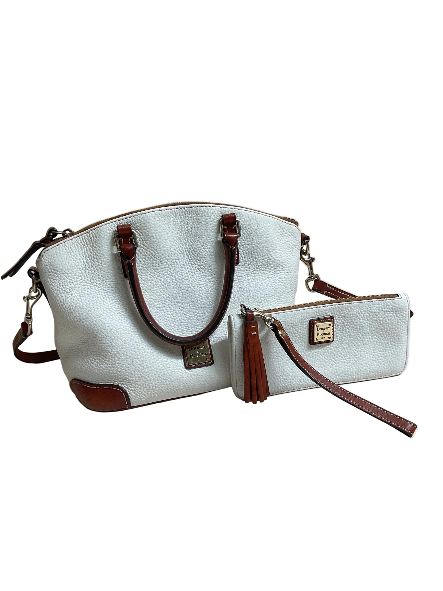 Handbag Designer By Dooney And Bourke In Brown & White, Size:Medium