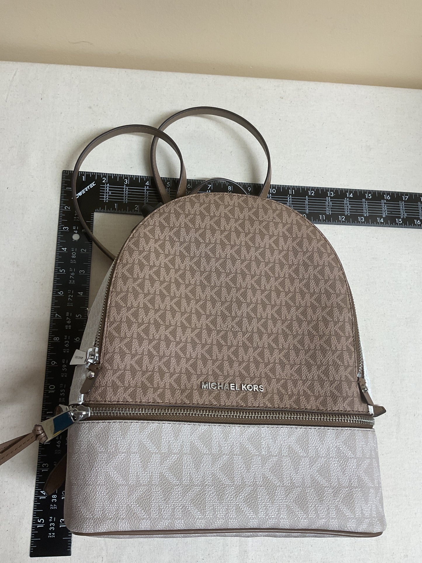 Backpack Designer By Michael Kors In Brown & White, Size:Medium