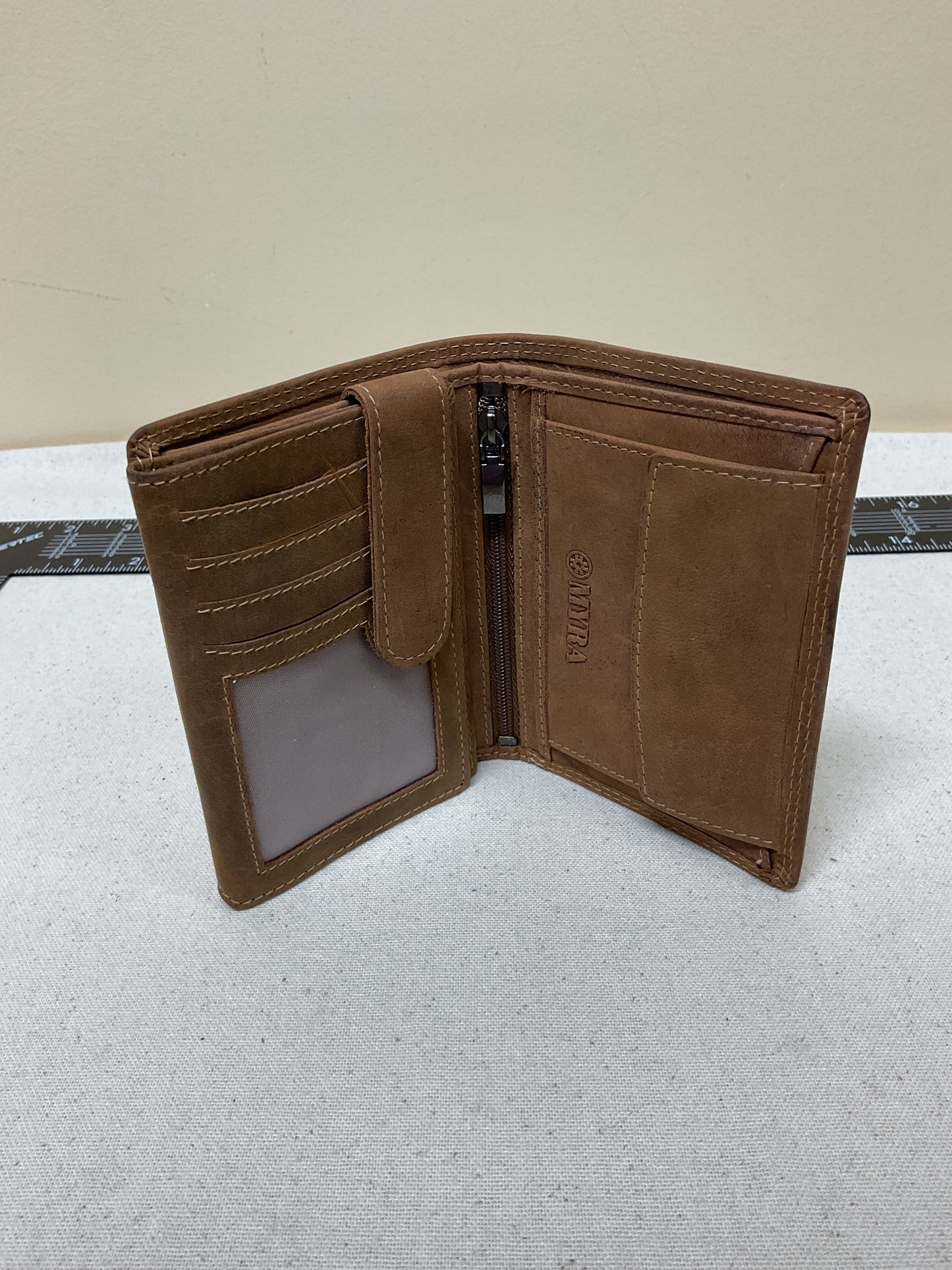 Wallet Leather By Myra In Brown, Size:Small