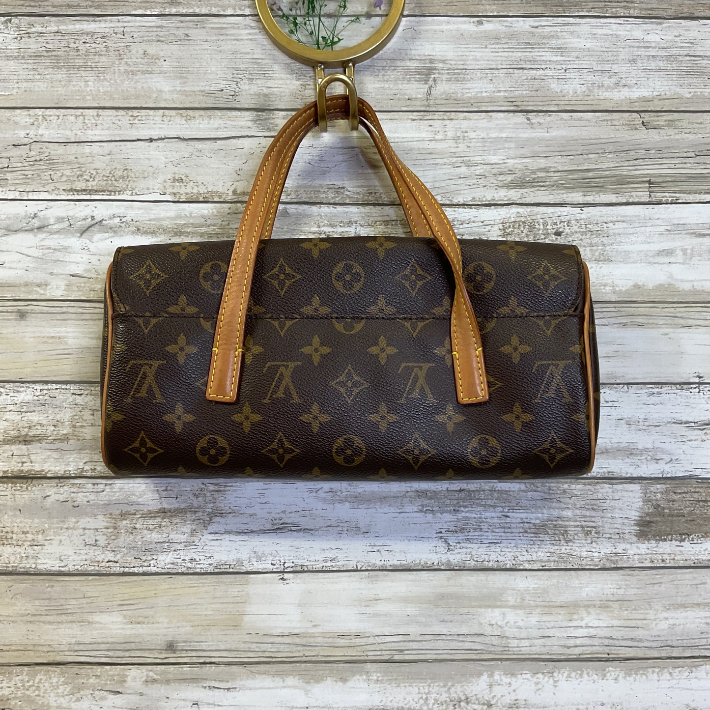 Handbag Luxury Designer By Louis Vuitton In Brown, Size:Small