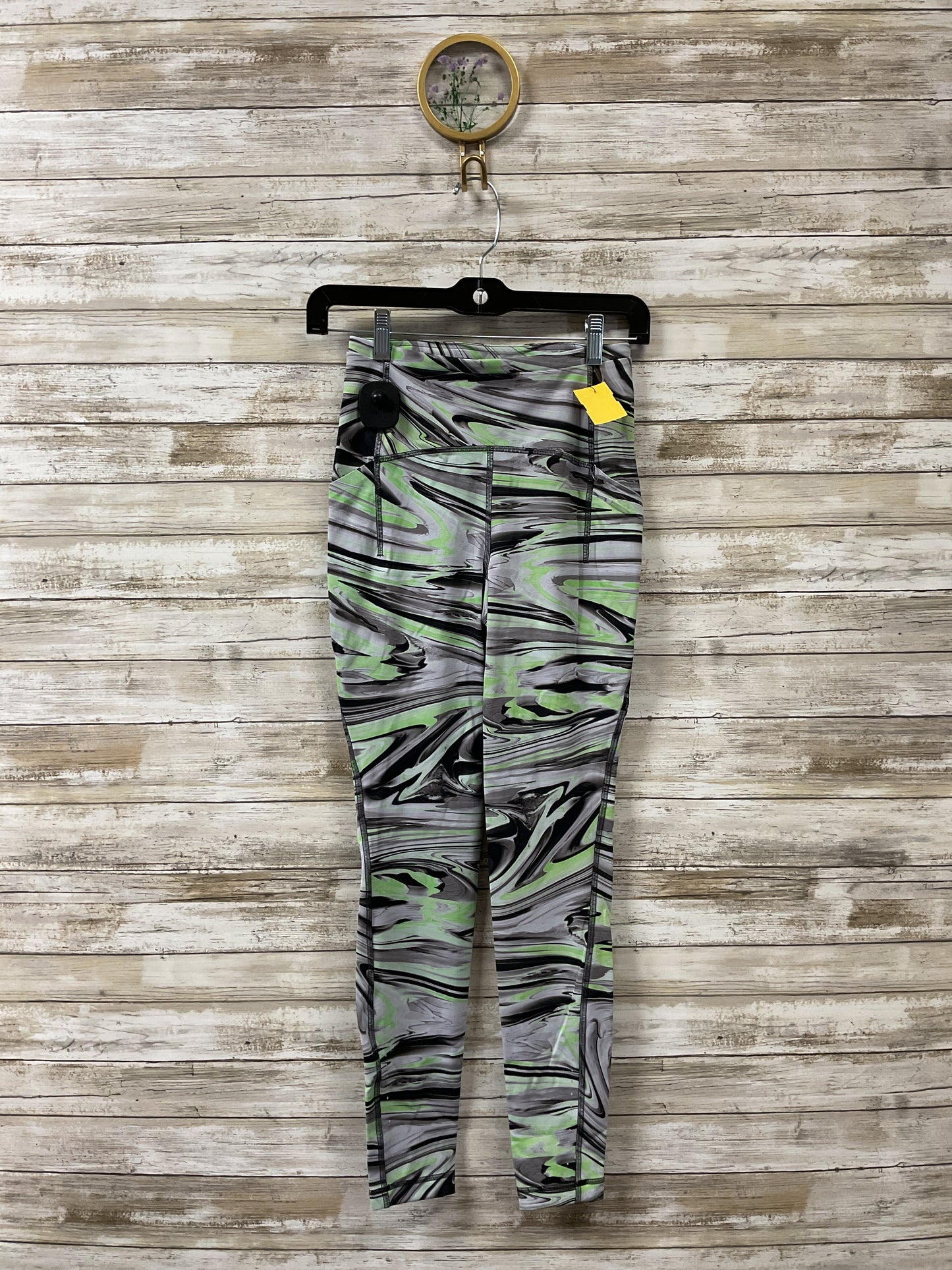 Athletic Leggings By Lululemon In Green & Grey, Size:4