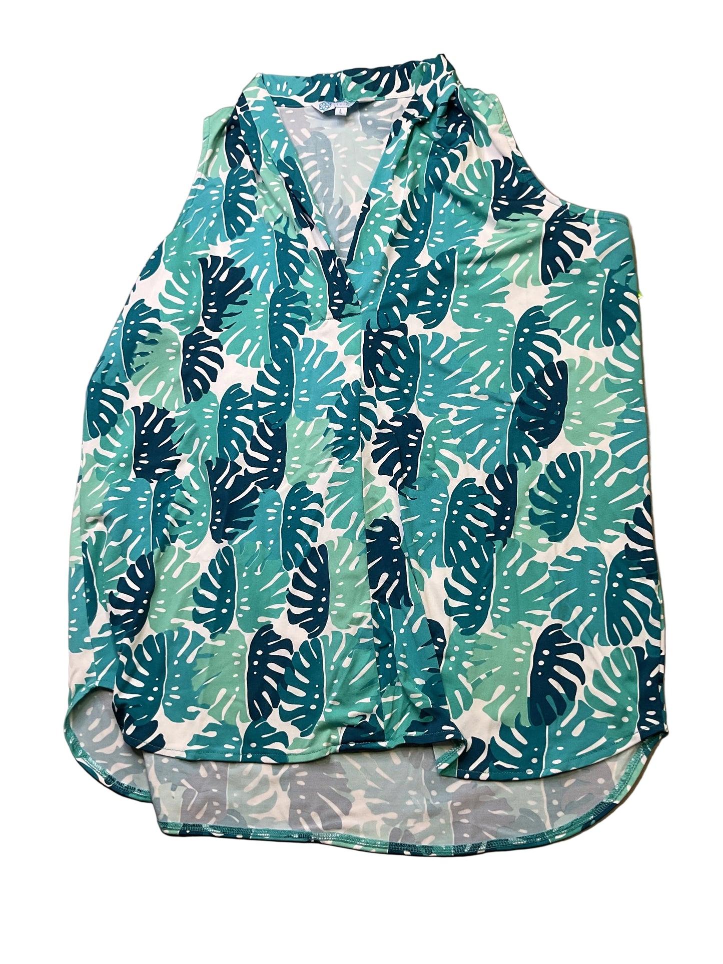 Top Sleeveless By Escapada Living In Blue & Green, Size:L