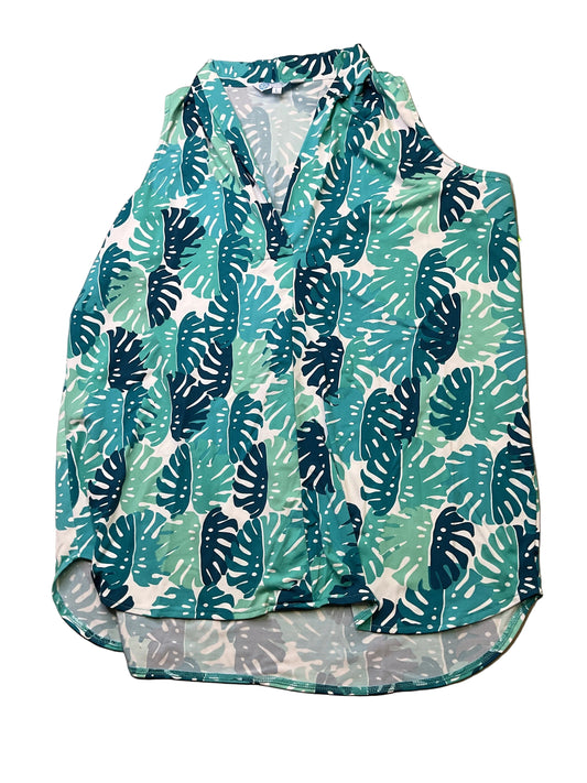 Top Sleeveless By Escapada Living In Blue & Green, Size:L