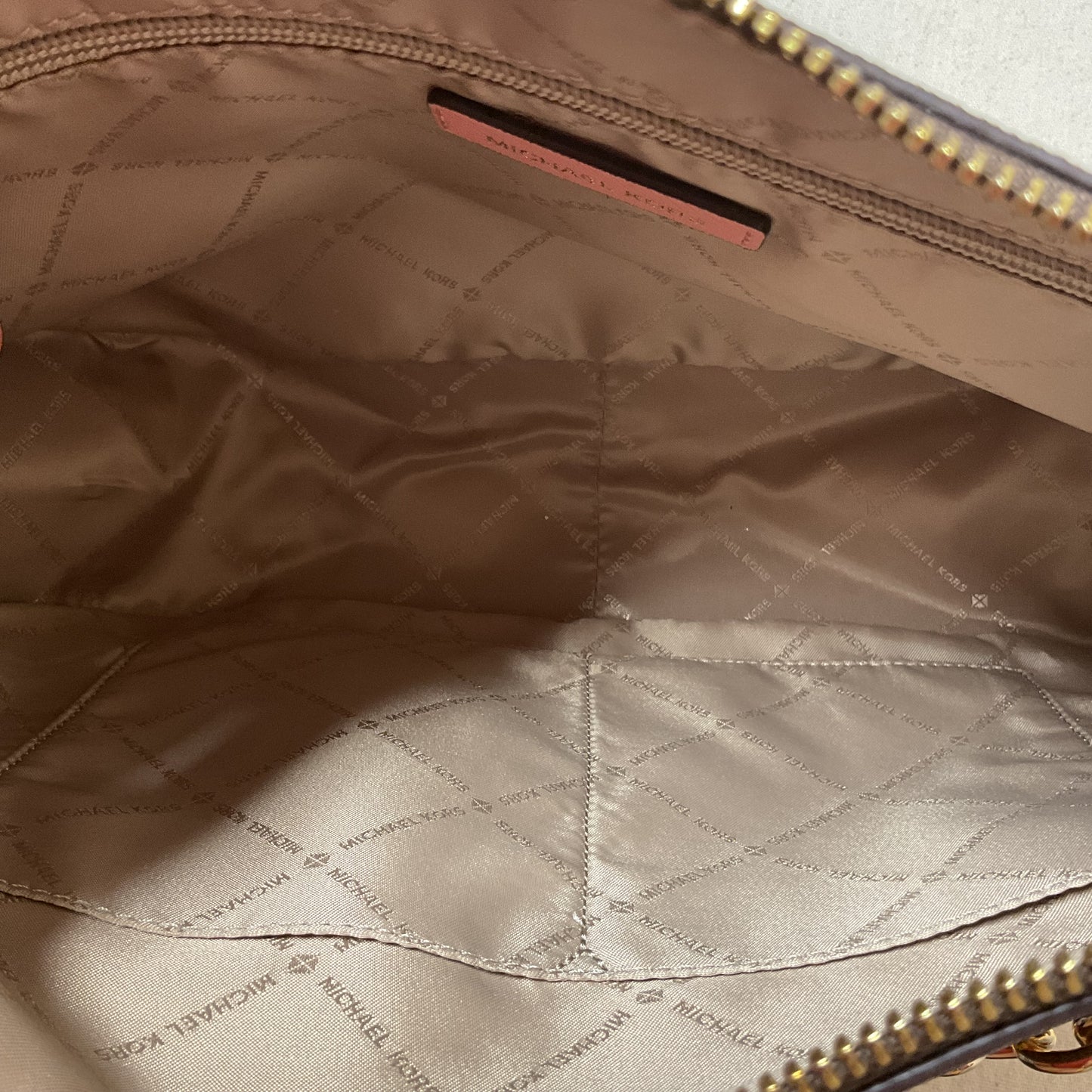 Handbag Designer By Michael Kors In Brown & Pink, Size:Large