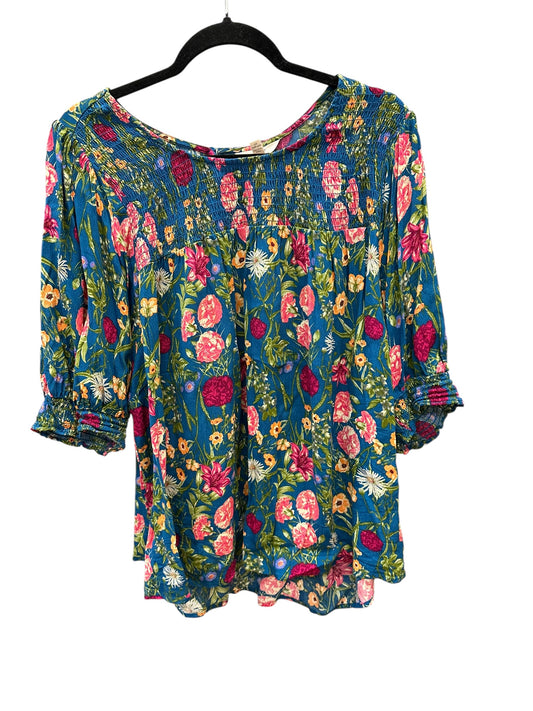 Top Ss By Terra & Sky In Floral Print, Size:2X