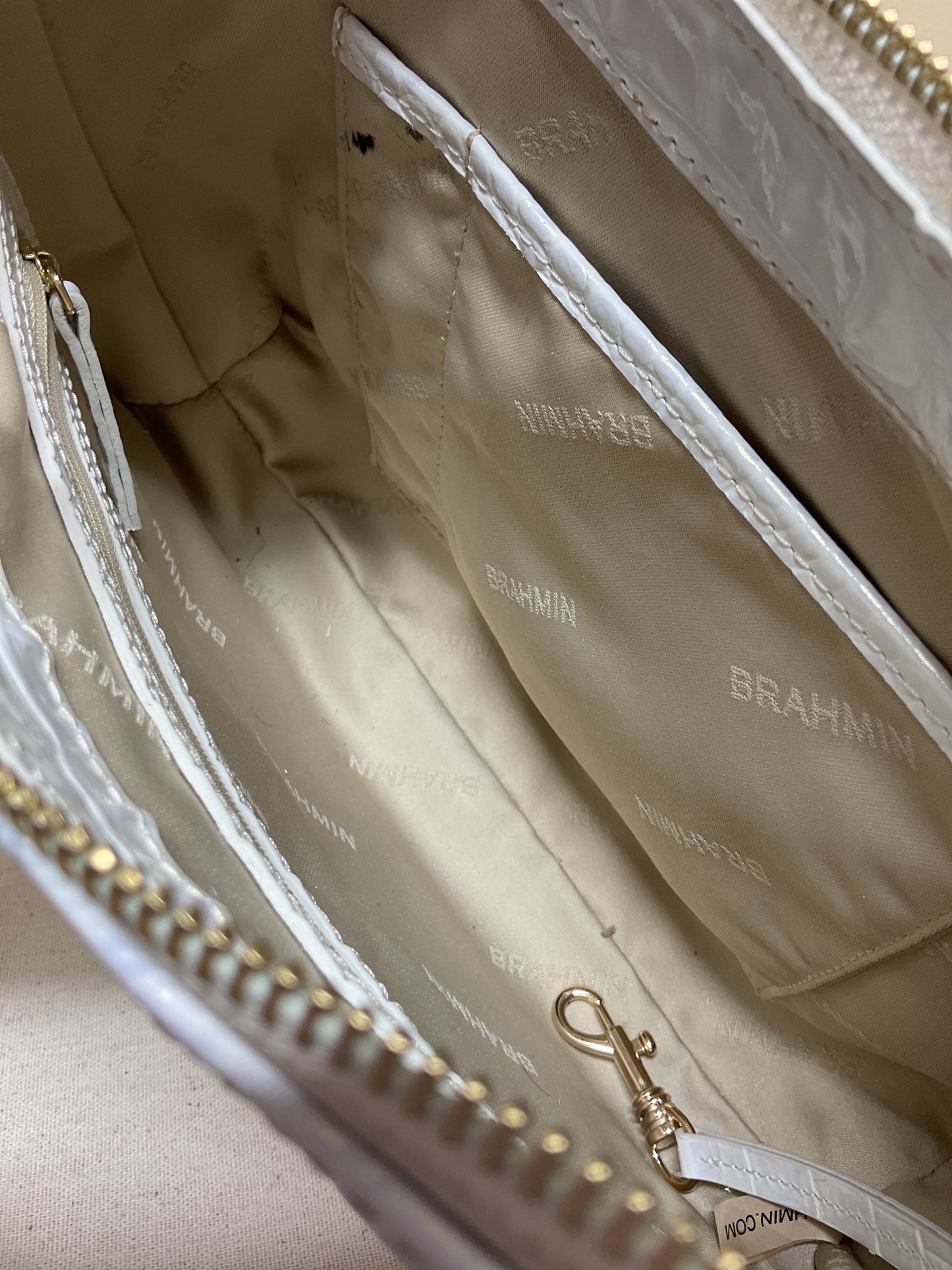 Crossbody Designer By Brahmin In White, Size:Medium