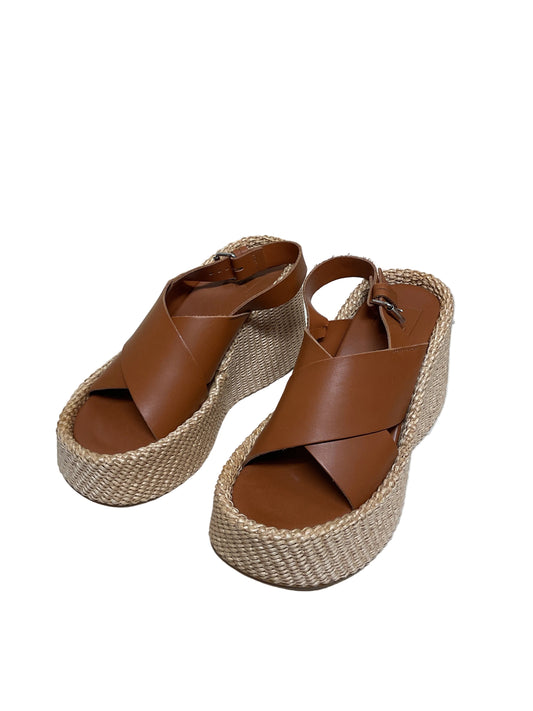 Sandals Heels Wedge By Dolce Vita In Brown & Tan, Size:7.5