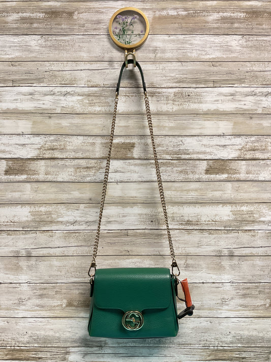 Handbag Luxury Designer By Gucci In Gold & Green, Size:Small
