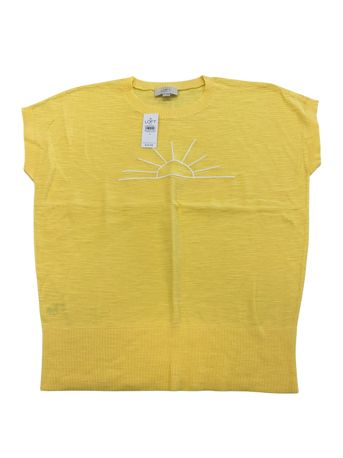 Sweater Ss By Loft In White & Yellow, Size:S