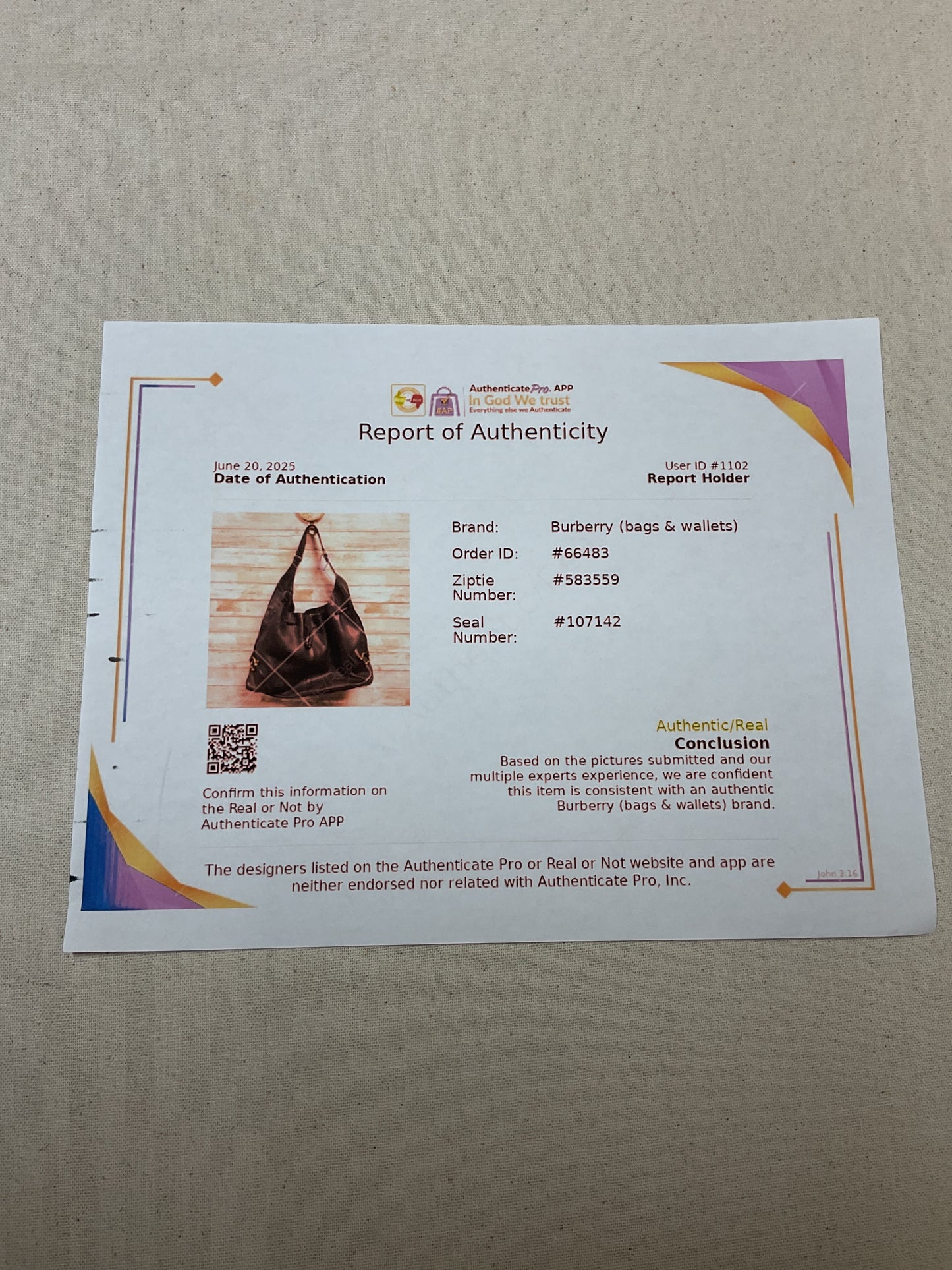 Handbag Luxury Designer By Burberry In Brown, Size:Large