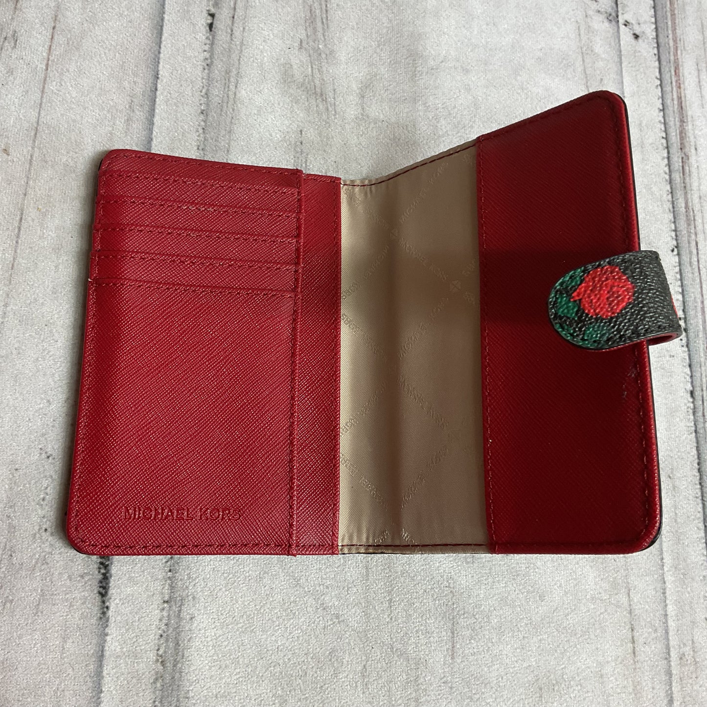 Wallet Designer By Michael Kors In Black & Red, Size:Small