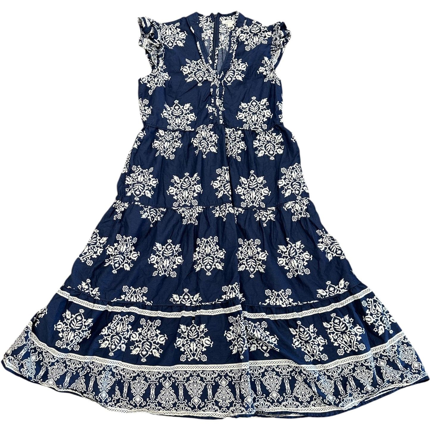 Dress Casual Maxi By Cece In Blue & White, Size:L