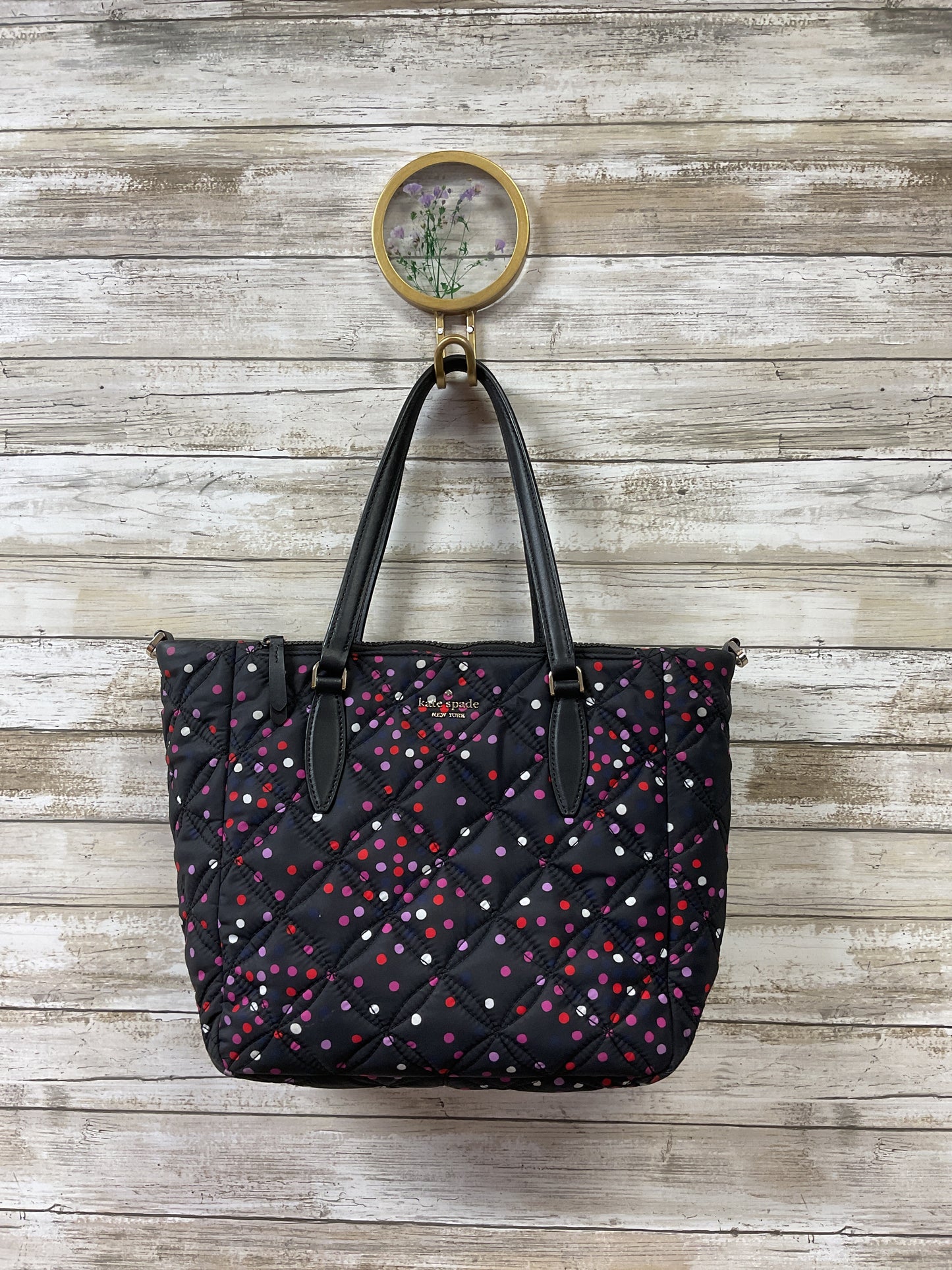 Handbag Designer By Kate Spade In Black & Purple, Size:Medium