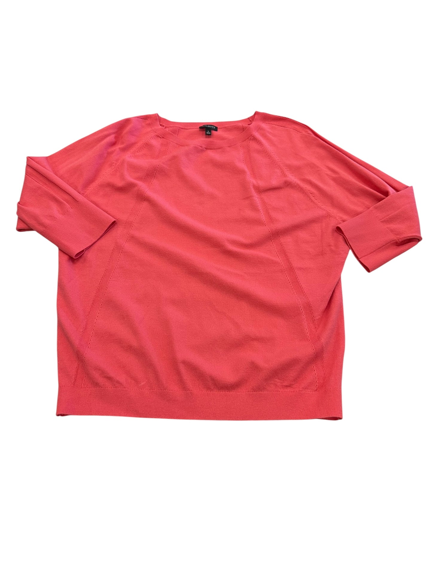Top 3/4 Sleeve By Talbots In Coral, Size:L