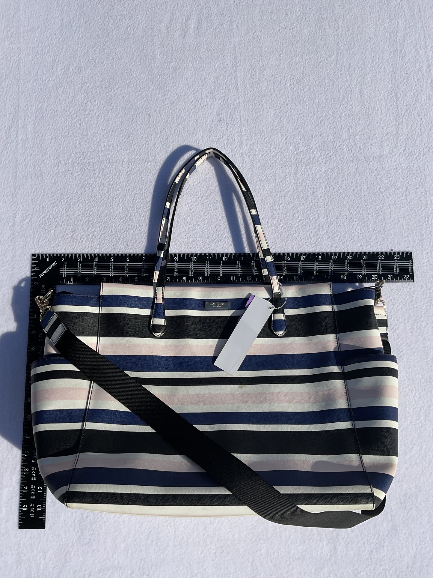 Tote Designer By Kate Spade In Striped Pattern, Size:Large
