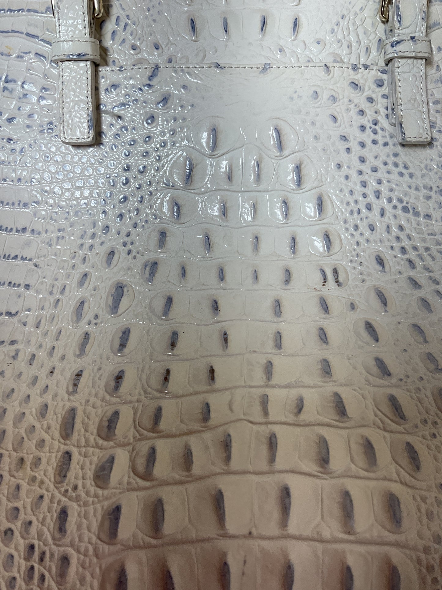 Handbag Designer By Brahmin In Grey & White, Size:Large