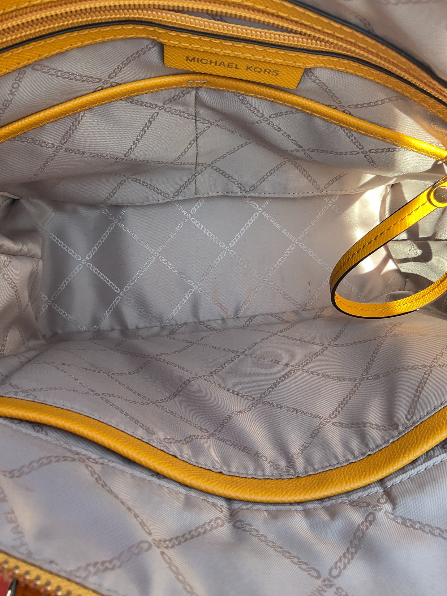 Handbag Designer By Michael Kors In Yellow, Size:Medium