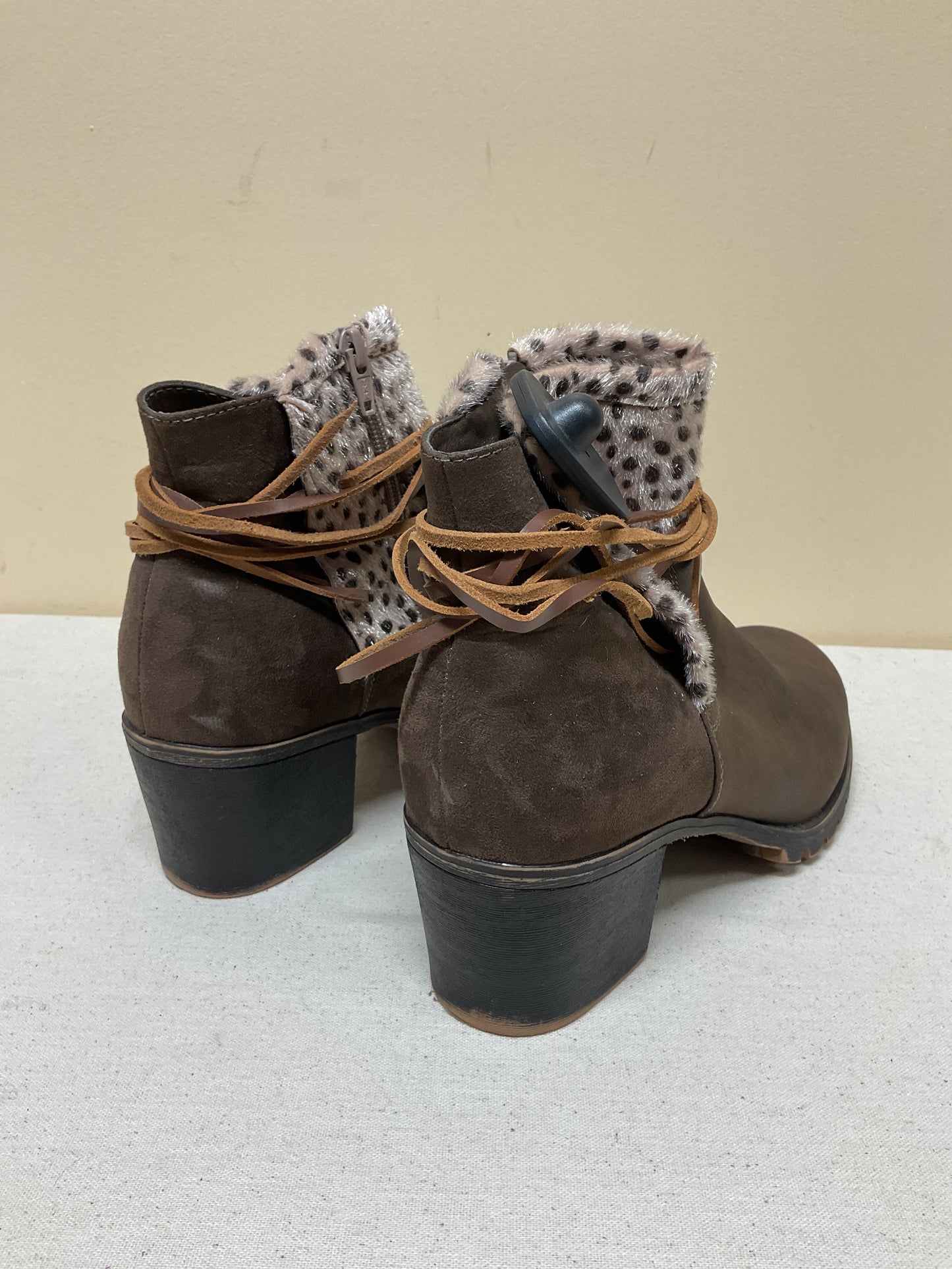 Boots Ankle Heels By Cato In Brown, Size:11