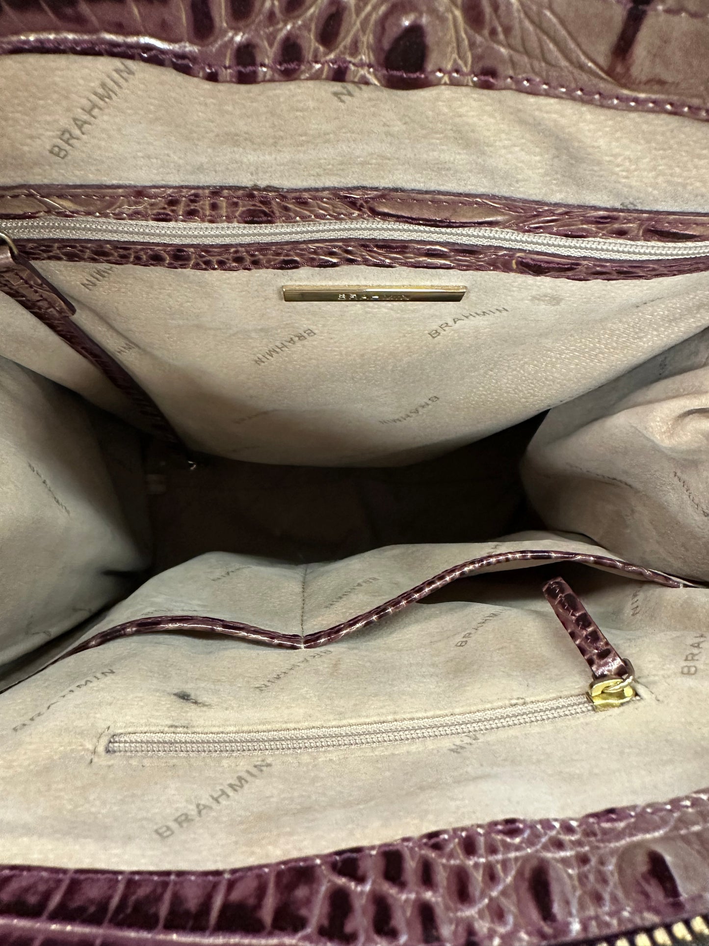 Handbag Designer By Brahmin In Gold & Purple, Size:Large