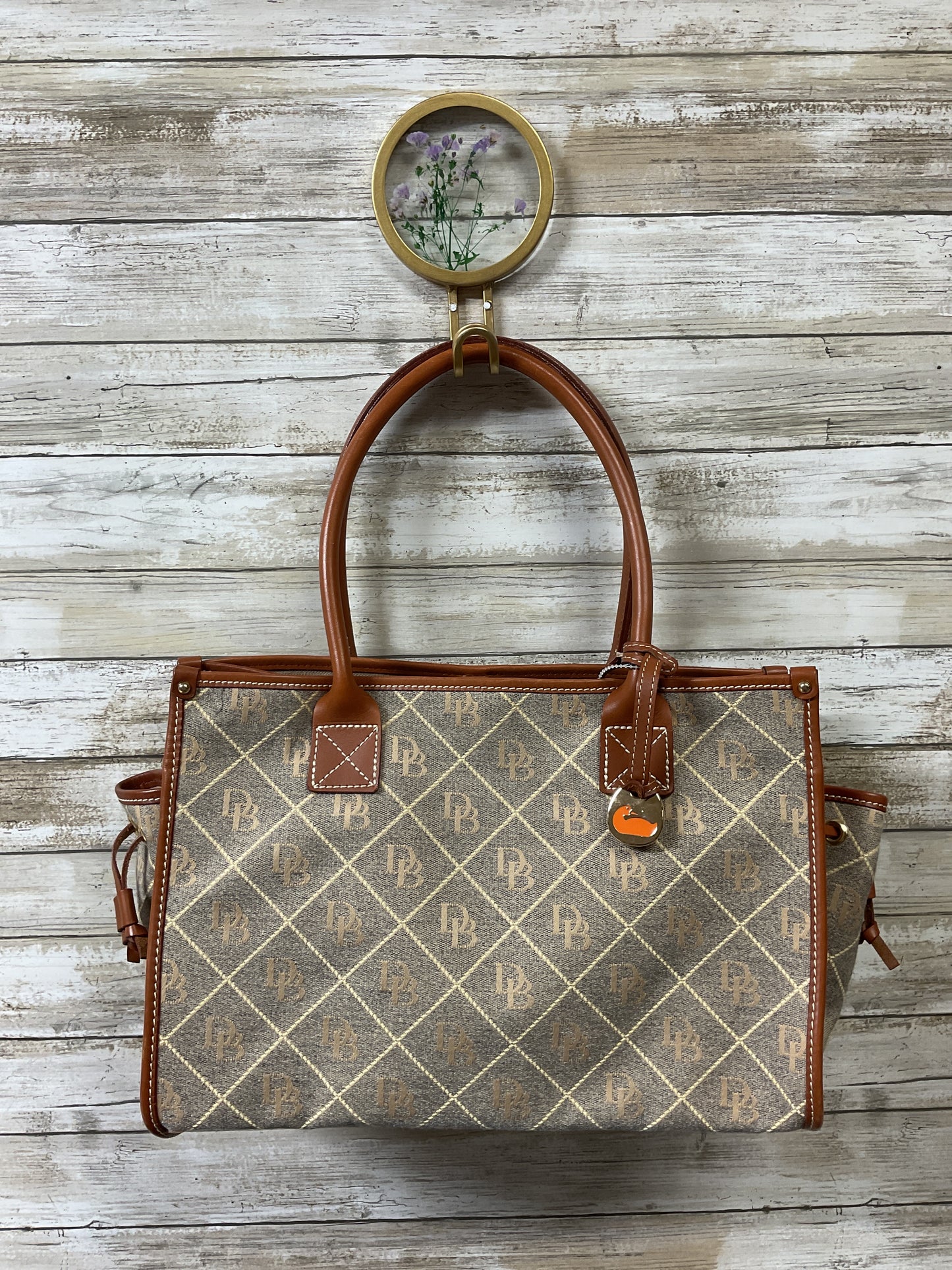 Handbag Designer By Dooney And Bourke In Brown & Grey, Size:Medium