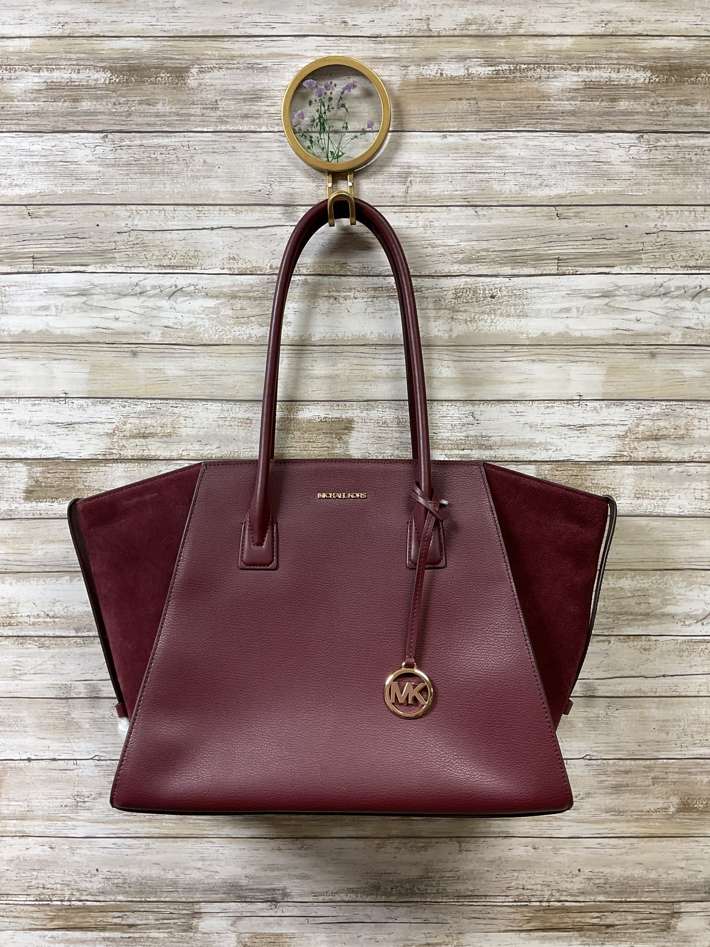 Handbag Designer By Michael Kors In Maroon, Size:Large